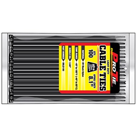 Kdar Cable Tie, 8-1/2 in L, Natural, Nylon 6/6, 40 lb Strength, 100 PK N8LD100